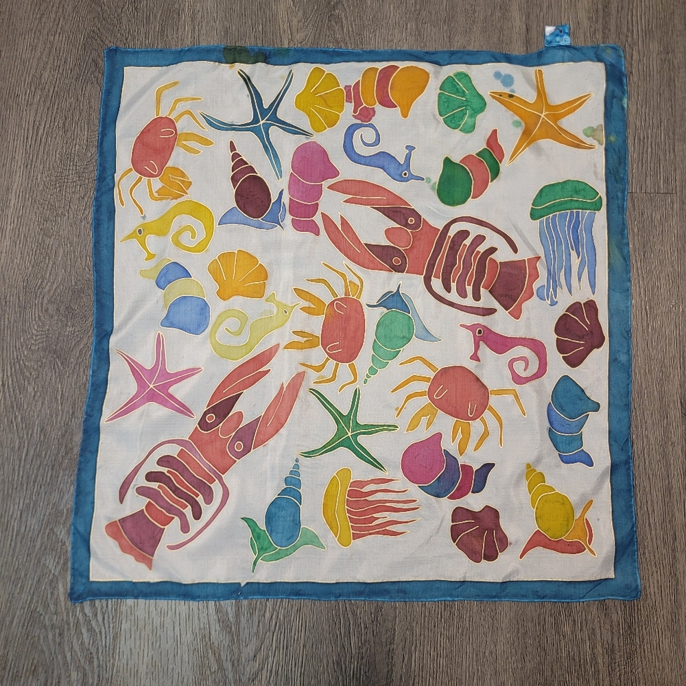 ✨️HANDPAINTED✨️ Sea Life Scarf